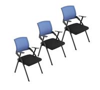 YDkjwjw Paquete de 3 Sillas de Conferencia Apilables con Brazo Silla de Oficina Plegable Silla de Escritorio Plegable con Respaldo de Malla para Conferencias Reuniones Recepción de Invitados