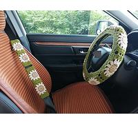 YDM Coprivolante fatto a mano, con girasole e uncinetto, coprivolante per donne e ragazze (coprivolante+2 copricintura)