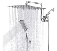 YDmeet Soffione doccia da 30,5 cm con doccetta combinata, soffione doccia a pioggia con palmare, in acciaio inox, regolabile in altezza, braccio di estensione da 30,5 cm con deviatore a 3