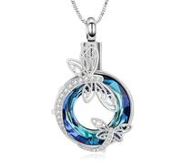 Ydmwannx Circle of Life Gioielli per cremazione libellula urna collane per ceneri per donne uomini Memorial Ashes Keepsake collana urna per animali umani gioielli regalo, Acciaio inossidabile