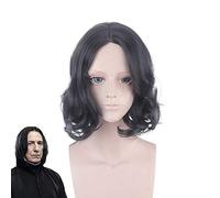 ydound 2022 35 cm Movie Severus Snape Parrucca Black Parrucca Cosplay Professore di Cosplay Snape Parrucca riccia Halloween Gioca a Giochi di Ruolo Capelli Costumi + Tappo della Parrucca