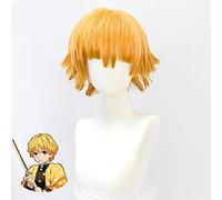 ydound 2022 Agatsuma Zenitsu Parrucca Abbigliamento Anime Cosplay Wig Demon Slayer: Kimetsu Nessun Costume di Carattere Yaiba, Parrucca in Fibra Sintetiche