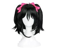 ydound 2022 AMA vivi! Amore Live Nico Yazawa Niko Parrucca Cosplay Brevi Coda Natalizia Coda Black Capannone Capelli Sintetici Resistenti al Calore + Bowknot Taipins