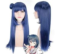 ydound 2022 AMA vivi! Luce del Sole! Tsushima Yoshiko Long Dritto Dritto Parrucca Cosplay Anime Costume Party Universale Femminile Femminile Femminile Capelli Festivi Blu 70cm