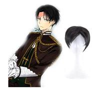 ydound 2022 Anime Levi for Attacco Parrucca su Titan Cosplay Comic- con Halloween Party Carnival Adult Teen ( Short Black Capelli)