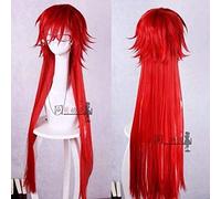 ydound 2022 Arrivo Fashion Styled Black Butler Grell Sutcliff Long Red Cosplay Parrucca+ Occhiali Rossi + Tappo della Parrucca