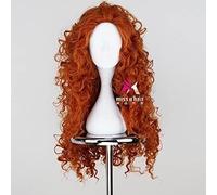 ydound 2022 Brave Princess Merida 75cm Orange Long Riccio Parrucca Cosplay Accessori di Halloween Puntelli Resistenti al Calore Capelli Sintetici Resistenti al Calore+ Tappo della Parrucca Libera