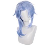 ydound 2022 Cos Wig Anime Game Cosplay Genshin Impact Wig, Parrucche Kamisato Ayato, Blu con Frangia Capelli Lunghi con Cappuccio for Parrucca, for Halloween, Feste, Carnevale, Vita Notturna