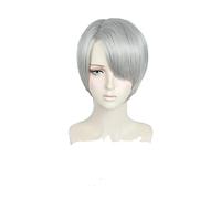 ydound 2022 Cos Wig Anime Yuri!!!on Ice Nikiforov Victor Parrucca da Uomo Corta Resistente al Calore Grigio Chiaro