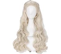 ydound 2022 Cos Wig Cosplay Parrucca Lunga Cosplay Daenerys Targaryen Parrucca Sintetica Resistente alle Alte Temperature ondulata Madre + Cappuccio for Parrucca for Feste