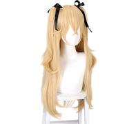 ydound 2022 Cos Wig Genshin Impact Fischl Anime Cosplay Parrucca Doppia Coda di Cavallo condannato imperatore Originale Dio Fischer Parrucca Nastri Neri