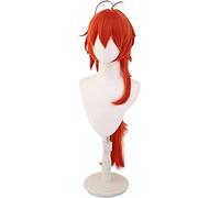 ydound 2022 Cos Wig Gioco Genshin Impact Diluc Cosplay Parrucca Rossa Lunga Coda di Cavallo Parrucche for Capelli Cosplay Capelli Resistenti al Calore KEEBON