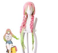 ydound 2022 Cos Wig Kanroji Mitsuri No Yaiba Cosplay Parrucca Lunga Coda di Cavallo Capelli Sintetici con Cappuccio for Parrucca Gratuito(Kanroji Mitsuri)