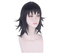 ydound 2022 Cos Wig Makomo Parrucca Kimetsu No Yaiba Demon Slayer Cosplay Parrucca Nera Capelli Agatsuma Zenitsu Parrucca Cosplay Sintetica Resistente al Calore KEEBON