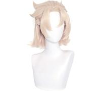 ydound 2022 Cos Wig Parrucca bionda Corta for Parrucche Cosplay Genshin Impact Anime Fluffy Spiky + cap (Bionda Albedo)