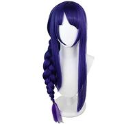 ydound 2022 Cos Wig Parrucca Cosplay Anime Genshin Impact Raiden Shogun Baal, con Cappuccio for Parrucca Gratuito, for la Festa di Halloween Carnevale di Halloween con Parrucca
