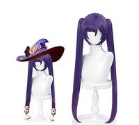 ydound 2022 Cos Wig Parrucca Cosplay for Il Gioco Genshin Impact Purple Clip on Mona Costume Wigs, Lolita Gradient Party Harajuku Hair (Mona-Purple Ponytail)