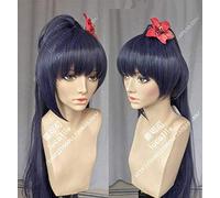 ydound 2022 Cos Wig Parrucca Cosplay Kabaneri della Fortezza di Ferro Yomogawa Ayame Blu Misto Coda di Cavallo Resistente al Calore (Senza Accessorio for Capelli)