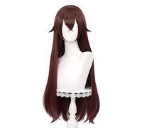 ydound 2022 Cos Wig Parrucca Cosplay Marrone Dritto for Amber Genshin Impact Women Parrucche Lunghe Naturali for Capelli da Festa con frangetta + Cappuccio