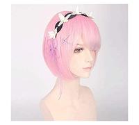 ydound 2022 Cos Wig Parrucca Cosplay REM RAM Re: Zero Starting Life in Another World Accessori for la Testa del Costume Blu e Rosa Cosplay Halloween, Parrucca Solo Blu KEEBON (Color : Pink One Set)