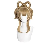 ydound 2022 Cos Wig Parrucca Marrone con trecce a Fiocco for Genshin Impact Anime Cosplay Intrecciata Coda di Cavallo Parrucca for Capelli + Cappuccio for Halloween (Yaoyao Brown)