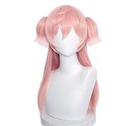 ydound 2022 Cos Wig Parrucca Rosa con trecce for Yanfei Genshin Impact Anime Cosplay Parrucche for Capelli con frangetta Coda di Cavallo frangetta + Cappuccio