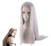 ydound 2022 Cos Wig Parrucca Sephiroth, FF7 Parrucca Sephiroth Gioco Cosplay Capelli Lunghi Argento Lisci for Ragazze Ragazzi