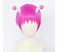 ydound 2022 Costume Cosplay Anime Saiki K. Parrucca, Parrucca Saiki Kusuo, Capelli Corti Rosa Viola con Cappuccio Parrucca 2 Copricapo, for Halloween, Festa