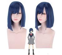 ydound 2022 Darling nella Parrucca di Franxx 015 Ichigo Parrucca Cosplay 35 cm Corto Dritto Anime Capelli Costume Parrucca Parrucca Navy Blu Cara in franx (Color : Darling in The Franx)