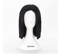 ydound 2022 Demone Slayer Kimetsu No Yaiba Ubuyashiki Kagaya Parrucca Cosplay Breve Capelli Sintetici Resistenti al Calore Nera + Cappuccio Parrucca for ventilatori