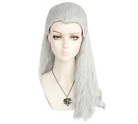 ydound 2022 Donne da Uomo in Argento Bianco Cosplay Geralt di Rivia da Giochi di Witcher Lunghi Cosplay Cosplay Cosplay Parrucche Parrucche for Capelli Sintetici Multi (Color : Multi)