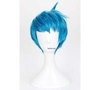 ydound 2022 Film Inside out Joy Cosplay Parrucche Breve Blu Blu Blue Resistente al Calore Parrucca for Capelli Sintetici+ Cappuccio Parrucca