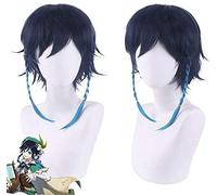 ydound 2022 Game Genshin Impact Project Barbatos Parrucca Giocare in Polvere Breve Blue Gradient Hair Halloween 1: 1 Parrucche 35 cm Parrucche Cosplay