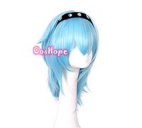 ydound 2022 Genshin Impact EULA Cosplay Donne 50cm Wig Blue Parrucca Cosplay Anime Parrucche Cosplay Resistenti al Calore Parrucche Sintetiche Resistenti al Calore Halloween