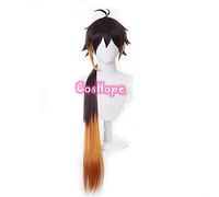 ydound 2022 Genshin Impact Zhongli Cosplay 100cm Brown Parrucca Arancione di Cosplay del Anime di Cosplay di Calore Sintetica Resistente Parrucche di Halloween