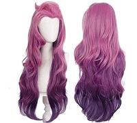 ydound 2022 Gioco LOL Akali K / da Parrucche Cosplay 45cm trasformato con Coda di Cavallo Sintetico Capelli Lunghi Mix Viola ( Size : Seraphine Purple Curly )