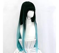 ydound 2022 HSIU Tokitou Muichirou Wig Anime Cosplay Parrucca Demone Slayer: Kimetsu No Yaiba Black Gradiente Black Blu Long Fibra Fibra SynTheitc Wig Corpo Principale ( Color : Main Body )