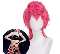 ydound 2022 JoJo' s Bizarre Adventure Golden Wind Role Parrucca Trish Una Cosplay Breve Parrucca Pink Wig Fibra Parrucca Sintetica