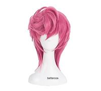 ydound 2022 JoJo' s Bizarre Adventure Golden Wind Trish Una Cosplay Parrucca Rosa Corto Resistente al Calore Parrucca for Capelli Sintetici + Tappo della Parrucca