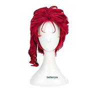 ydound 2022 JoJo' s Bizarre Adventure Kakyouin Kakyoin Noriaki Parrucche Cosplay Ricci Rosso Riccio Resistente al Calore Parrucca for Capelli Sintetici + Tappo della Parrucca