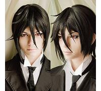 ydound 2022 Kuroshitsuji Black Butler Sebastian Michaelis Parrucca Breve Nero Resistente al Calore Anime Costume Cosplay Parrucche+ Tappo della Parrucca