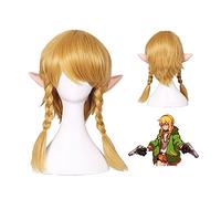 ydound 2022 La Leggenda di Zelda: respiro del Collegamento Selvatico Breve Trecce Dorate in Stile Resistente al Calore Capelli Cosplay Cosplay Parrucca con Orecchie + Tappo della Parrucca DM-962