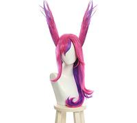 ydound 2022 LOL Xayah Parrucche Cosplay Star Guardians Cosplay Long Pink Viola Parrucca con Orecchie Halloween Capelli Sintetici Resistenti al Calore