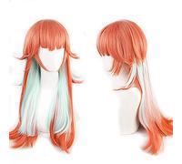 ydound 2022 Minato Aqua Cosplay Parrucca Girls Long 2 Trecce Pink Blue Capelli Sintetici Halloween Party Play Play +cap ( Color : Orange Blue )