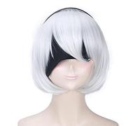 ydound 2022 Nier Automata 2b Yorha No. 2 Tipo B Donna Breve Parrucca Corta Costume Cosplay Capelli Sintetici Resistenti al Calore Parrucche for Capelli Sintetici (Senza Fascia Patch)