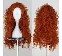 ydound 2022 Parrucca Brave Merida Cosplay Lungo Arancione Giochi di Ruolo Ricci Parrucca Halloween Capelli Sintetici Perucas Parrucche + Tappo della Parrucca