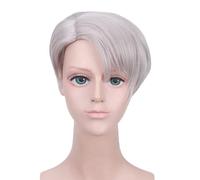 ydound 2022 Parrucca Cosplay Anime Yuri!!!on Ice Victor Nikiforov, Capelli Corti Lisci Grigio Argento con Parrucca, for Halloween, Feste, Carnevale, Vita Notturna, Concerti