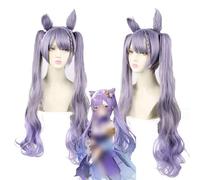 ydound 2022 Parrucca Genshin Impact, Parrucca Keqing Cosplay Anime, Parrucca Viola Sfumata con Cappuccio for Parrucca Gratuito, for Halloween, Festa, Carnevale, Vita Notturna, Concerti, Matrimoni