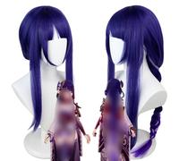ydound 2022 Parrucca Genshin Impact, Parrucca Raiden Shogun Cosplay Anime, Parrucca Viola con Cappuccio Parrucca Gratuito, for Halloween, Festa, Carnevale, Vita Notturna, Concerti, Matrimoni