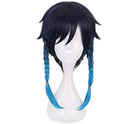 ydound 2022 Parrucca Genshin Impact, Parrucca Venti Cosplay Anime, con Cappuccio for Parrucca Gratuito, for Halloween, Feste, Carnevale, Vita Notturna, Concerti, Matrimoni
